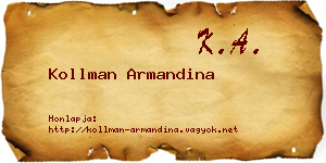 Kollman Armandina névjegykártya